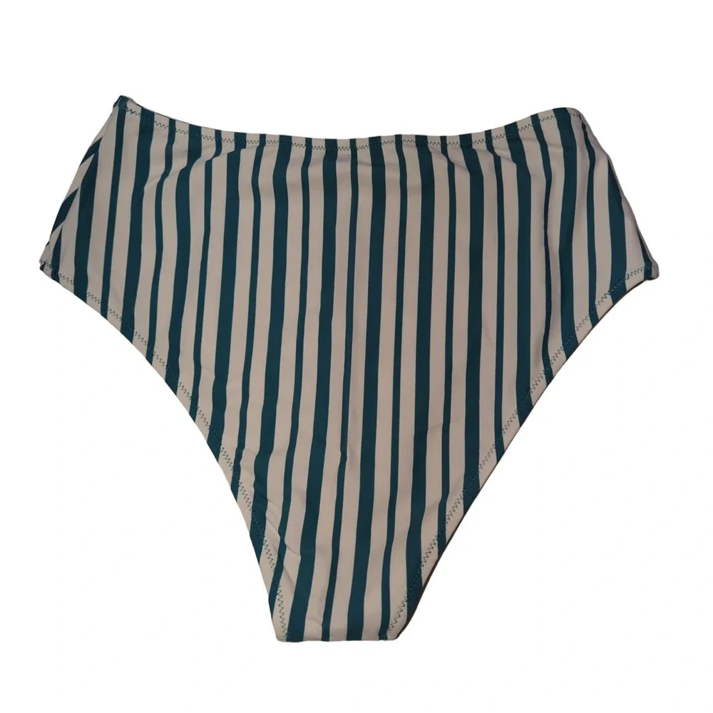 NWT Cupshe Striped White and Blue Swimsuit Bottoms Woman Large - Picture 2 of 3
